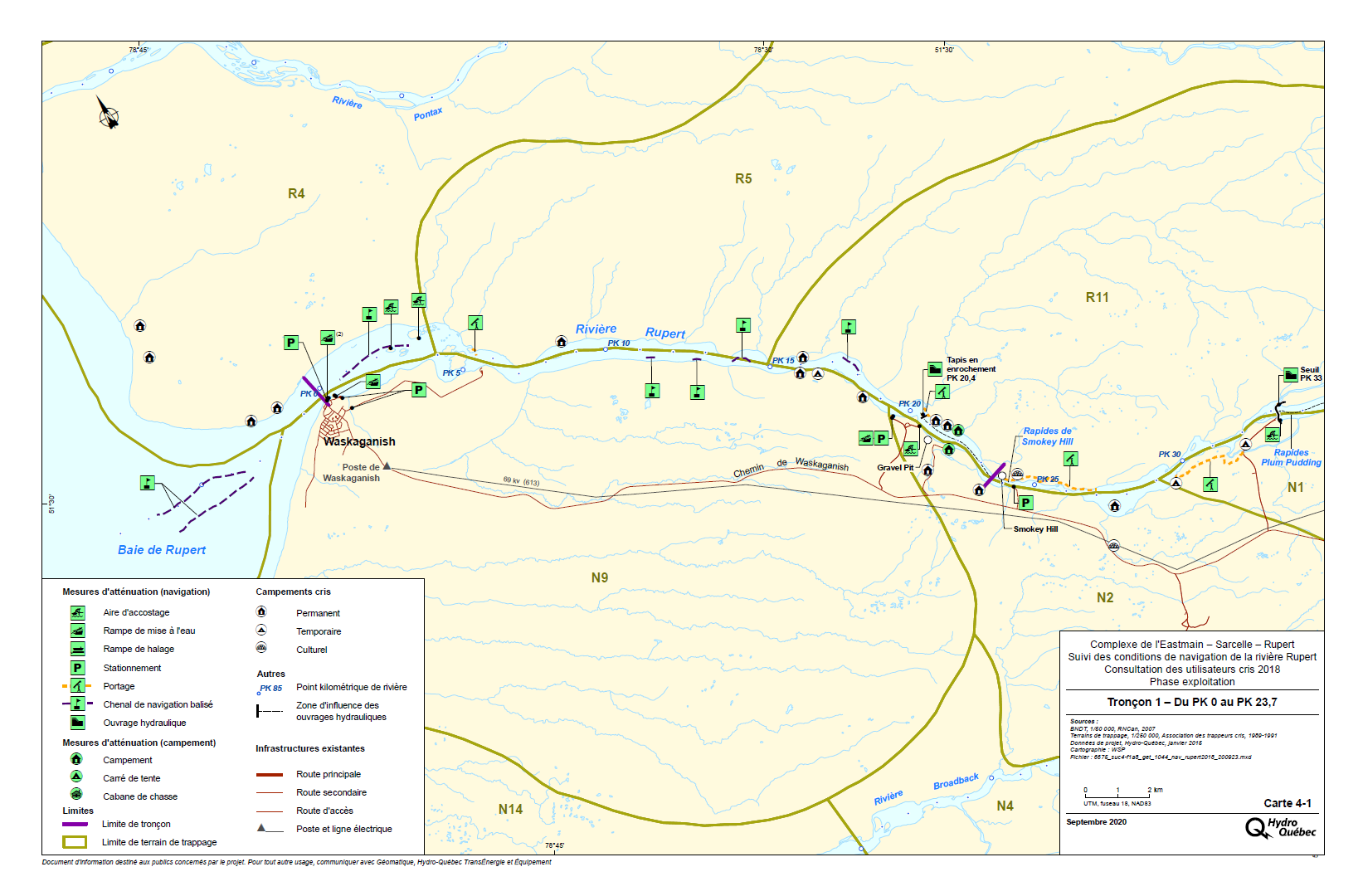 Carte des mesures pour
                                            l’accessibilité de la rivière