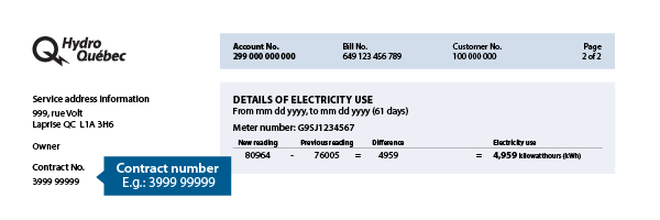 The contract number on your bill