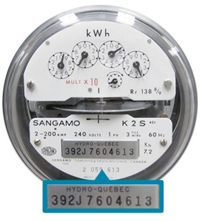 Emplacement du numéro de compteur sur un compteur mécanique
