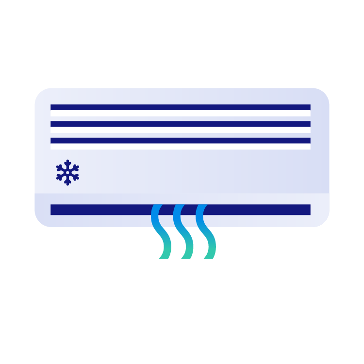 Illustration d’une thermopompe murale qui diffuse de l’air froid