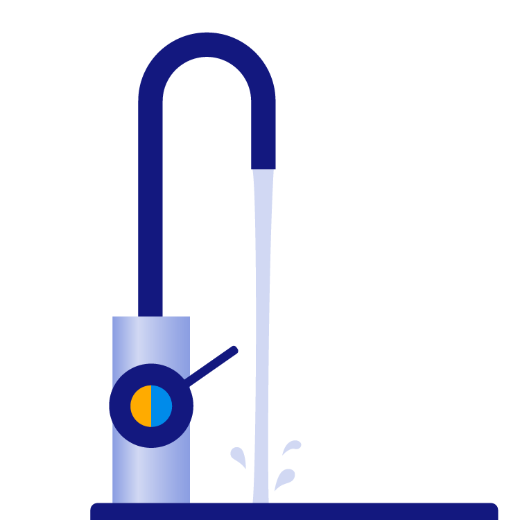Illustration d’un robinet avec de l’eau qui coule