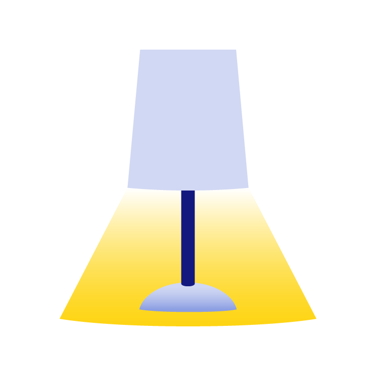 Illustration d’une lampe de table qui diffuse de la lumière jaune