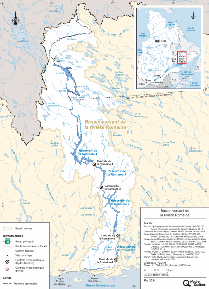 Bassin versant de la rivière Romaine