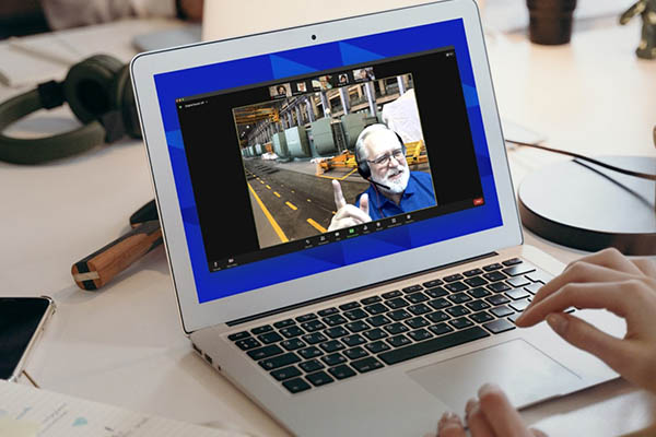 Écran d’ordinateur présentant une visite virtuelle de la centrale de Beauharnois.