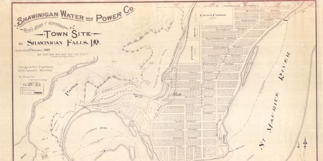 Plan d’aménagement de la ville, aux abords de la rivière Saint-Maurice, en 1899.