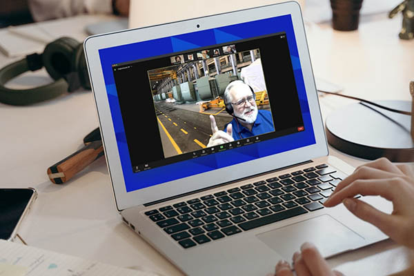 Écran d’ordinateur présentant une visite virtuelle de la centrale de Beauharnois.